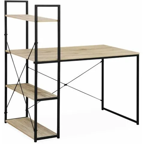 BOXED COMPUTER DESK WITH AN INTEGRATED BOOKCASE - NATURAL (1 BOX)
