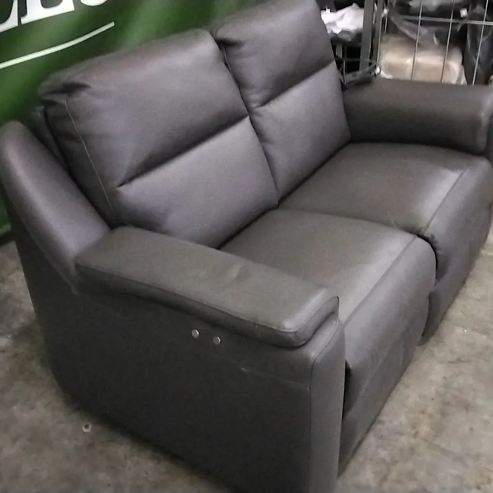 QUALITY ITALIAN DESIGNER AVILA POWER RECLINER LOVESEAT MEDIUM GREY LEATHER