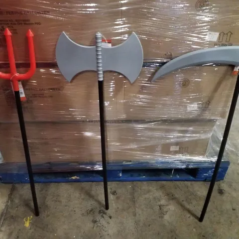 PALLET CONTAINING 8 BOXES OF BRAND NEW PLASTIC HALLOWEEN KIDS WEAPONS