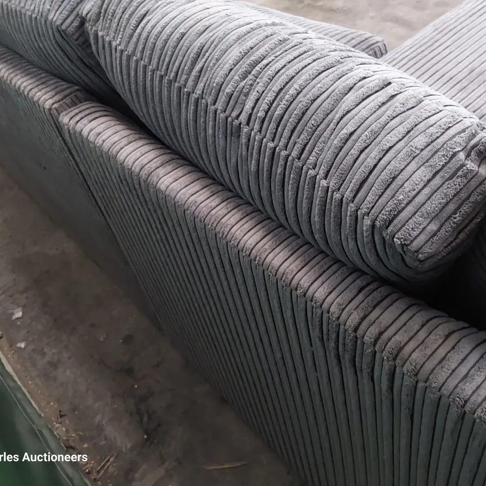 DESIGNER CHAISE SOFA GREY JUMBO CHORD 