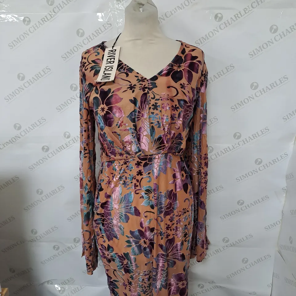RIVER ISLAND RUST WINTER ETHNIC DRESS SIZE 12