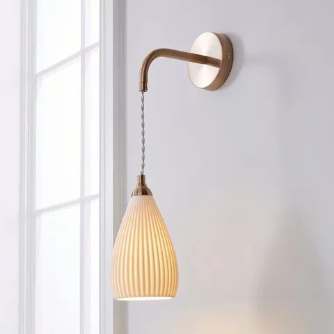 BOXED DORMA PURITY RIBBED PORCELAIN WALL LIGHT WHITE