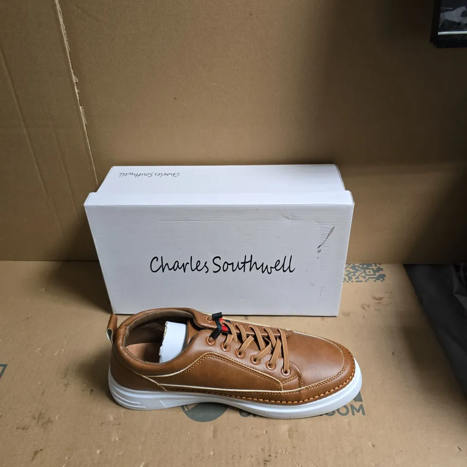 CHARLES SOUTHWELL BROWN LEATHER SNEAKER – MEN'S CASUAL SHOE - UK SIZE 12 