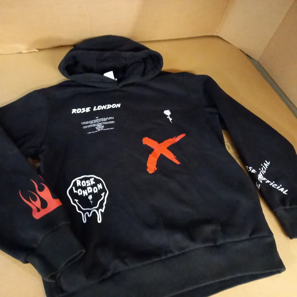 ROSE LONDON BLACK HOODIE - L