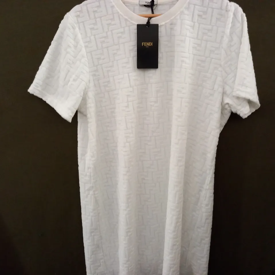 FENDI ROMA VISCOSE DRESS IN WHITE - XXL
