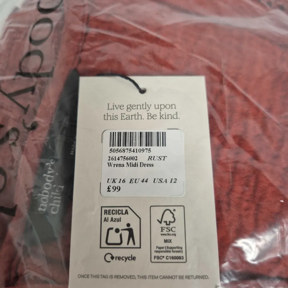NOBODY'S CHILD WRENA MIDI DRESS – RED – UK 16 