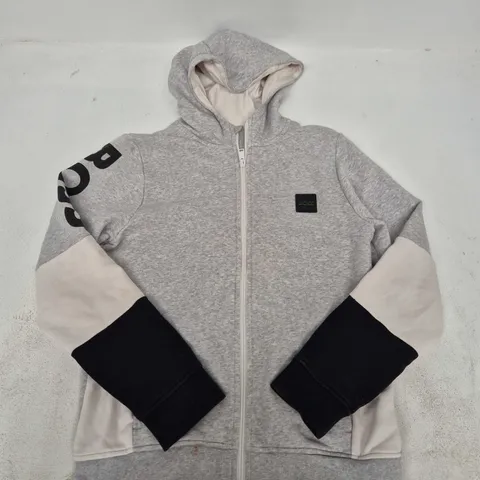 BOSS KIDS SLEEVE PRINT HOODIE IN GREY/WHITE/BLACK - 14-S
