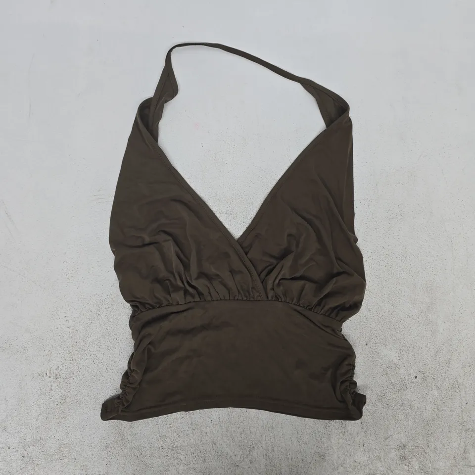 MOTEL SHERLYN HALTER TOP IN KHAKI SIZE 8