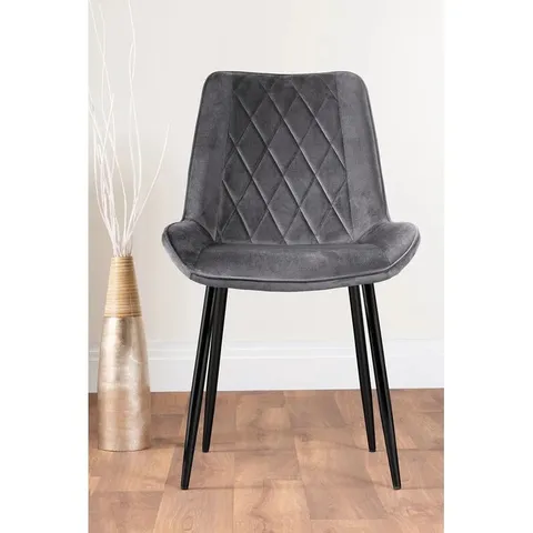BOXED PAIR PALMERMO VELVET MODERN DINING CHAIRS (SET OF 2 IN 1 BOX)