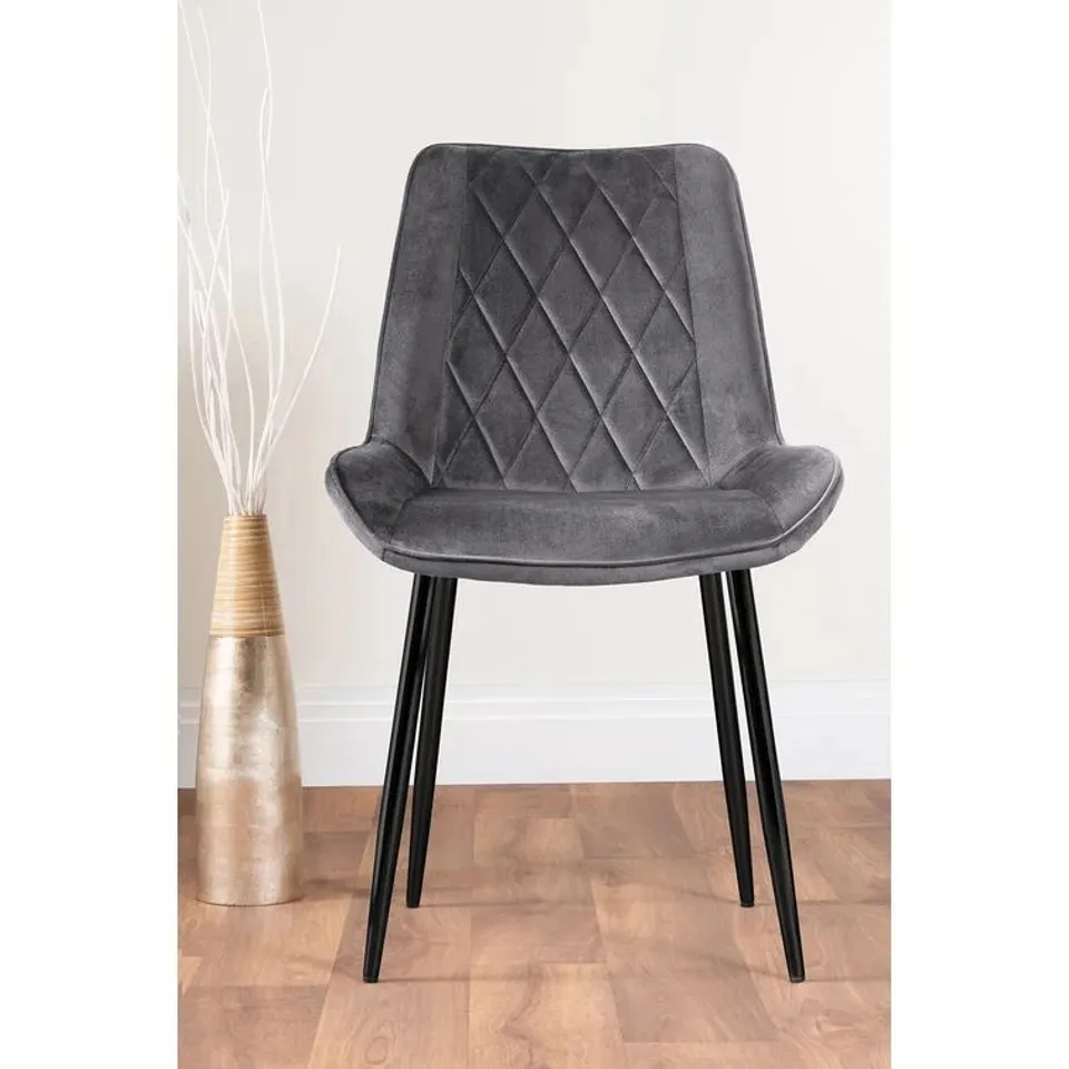 BOXED PAIR PALMERMO VELVET MODERN DINING CHAIRS (SET OF 2 IN 1 BOX)