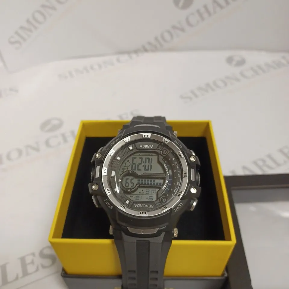 SEKONDA GENTS DIGITAL WATCH WITH SILICON STRAP - BLACK