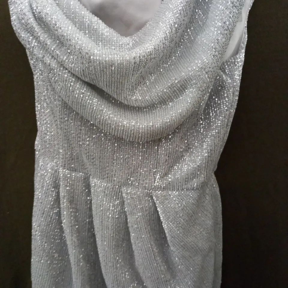 LAVISH ALICE SEQUIN DRESS IN SILVER - UK 12