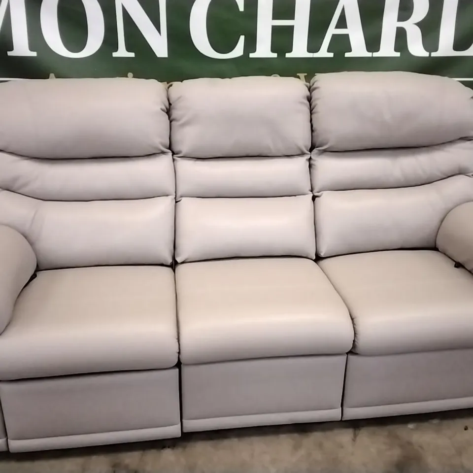 QUALITY BRITISH DESIGNED & MANUFACTURED G PLAN MALVERN 3 SEATER POWER RECLINER SOFA CAPRI MIST LEATHER