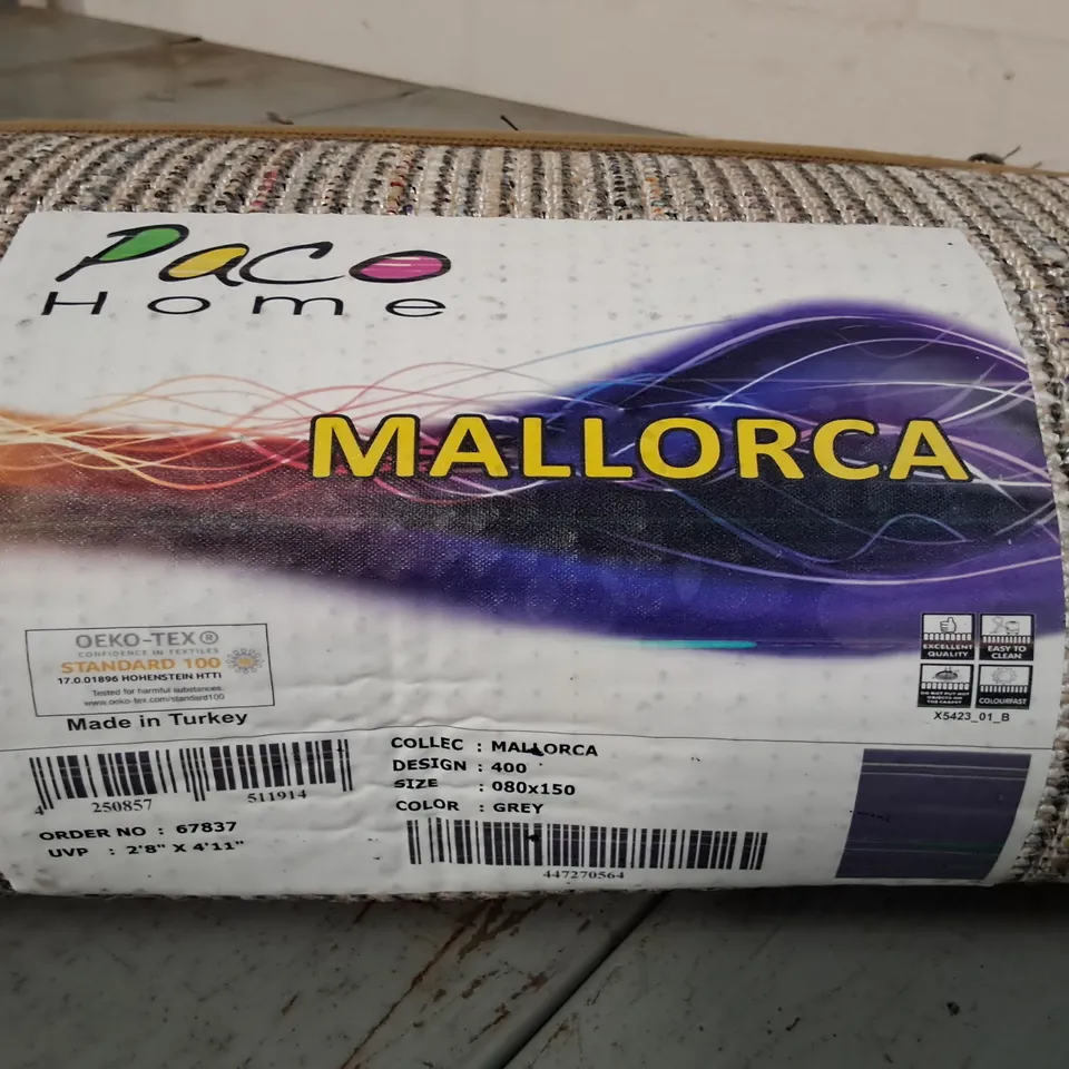 BRAND NEW PACO MALLORCA GREY RUG - 80X150CM