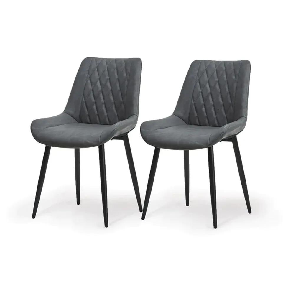 BOXED SET OF 2 GREY FAUX LEATHER DINING/SIDE CHAIRS