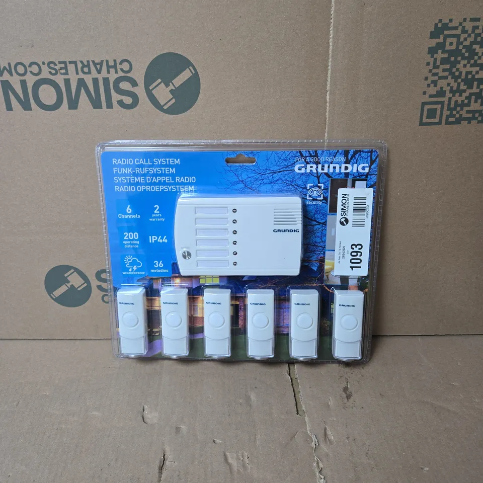 GRUNDIG DOORBELL - CALL SYSTEM WITH 6 TRANSMITTERS WHITE