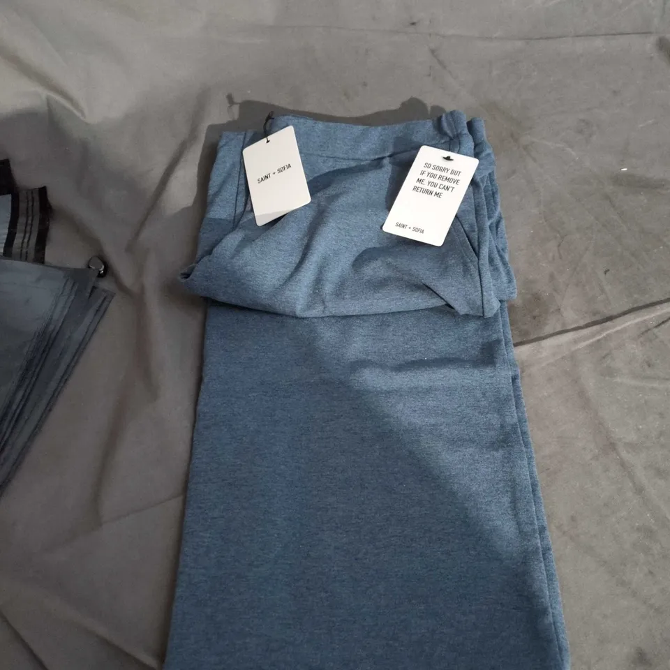 SAINT + SOFIA KELLER WIDE LEG PANT – BLUE MELANGE, UK 14 (USA 10 / EU L)