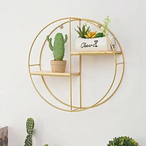 BOXED 2 PIECE CIRCLE METAL ACCENT SHELF
