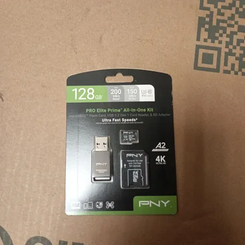 PNY PRO ELITE PRIME ALL-IN-ONE KIT – 128GB MICROSDXC WITH USB CARD READER & SD ADAPTER