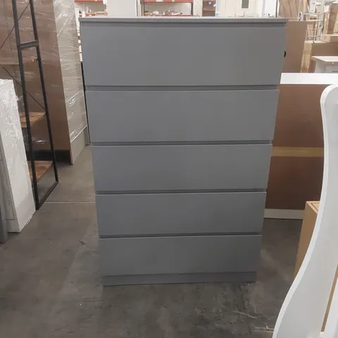 WOODEN 5 DRAWER CHEST - GREY