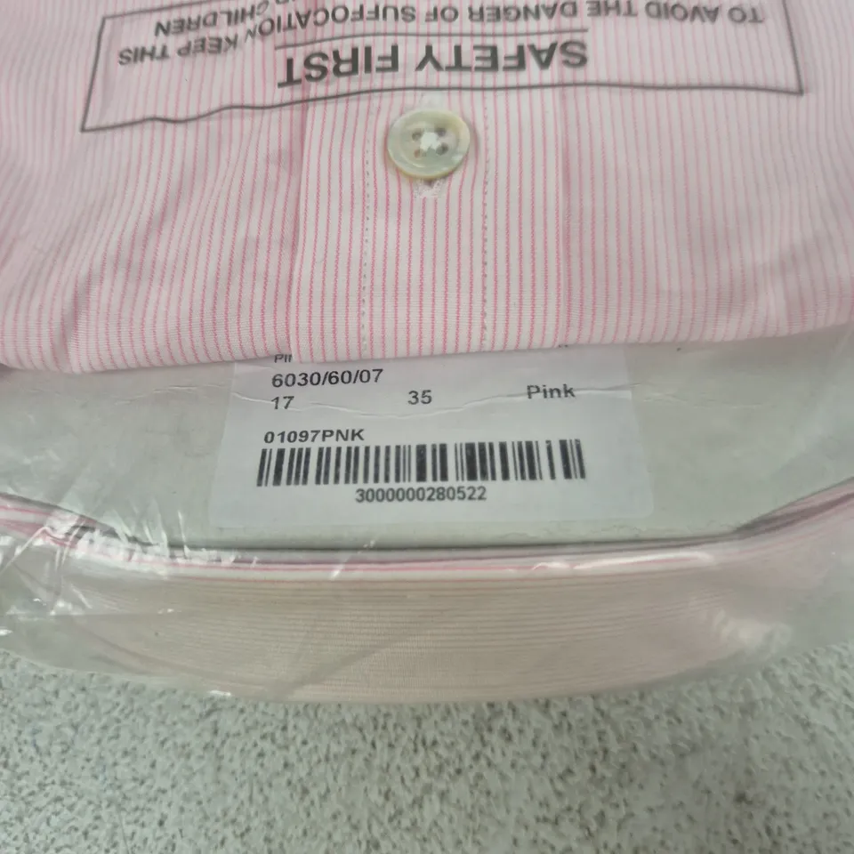 HARVIE HUDSON PINK STRIPED COTTON SHIRT – MEN’S, UK 17R, JERMYN ST. CLASSIC