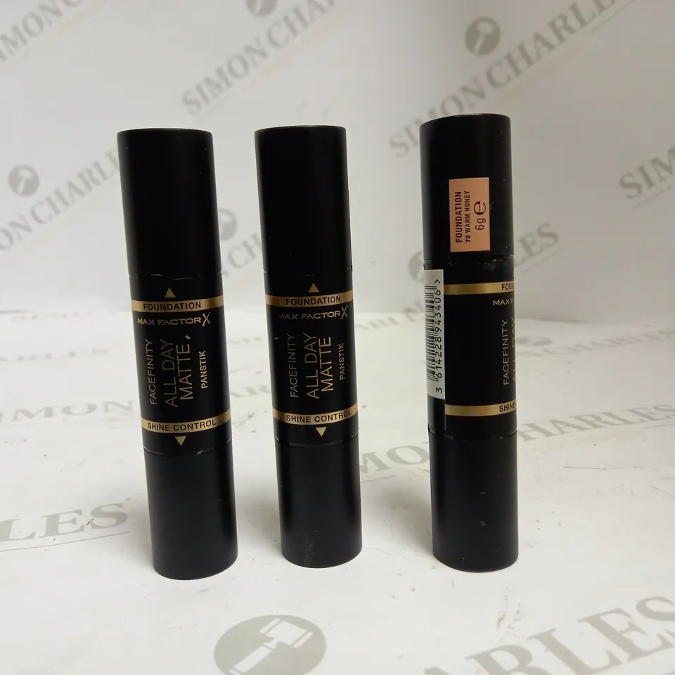 LOT OF THREE MAX FACTOR FOUNDATION STICKS SHADE WARM HONEY
