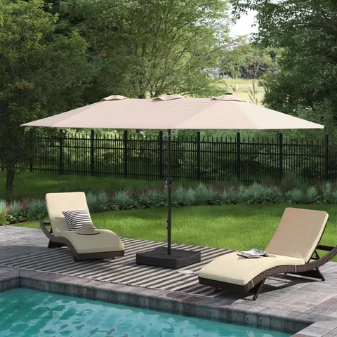 BOXED 457.2CM X 274.32CM RECTANGULAR MARKET PARASOL - BEIGE (1 BOX)