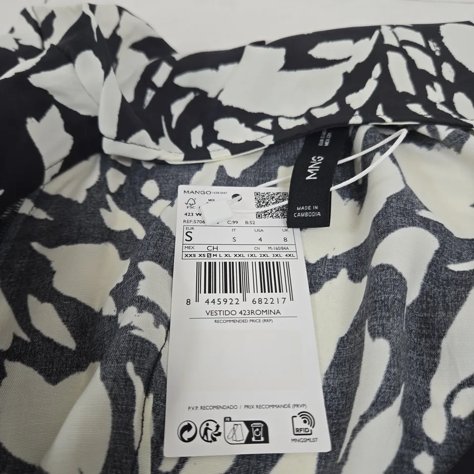 MANGO BLACK/WHITE ROMINA DRESS UK 8 TAGGED