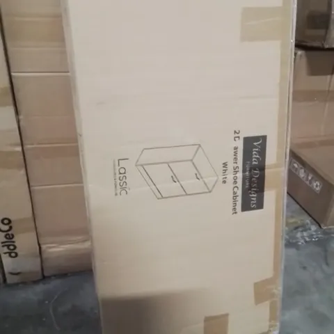 BOXED 2 DRAWER SHOE CABINET WHITE