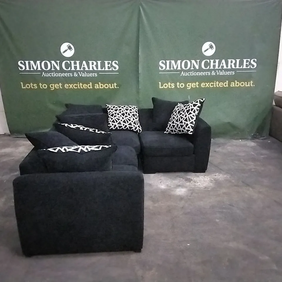 QUALITY DESIGNER BARCELONA BLACK FABRIC OVERSIZED SECTIONAL SOFA. 