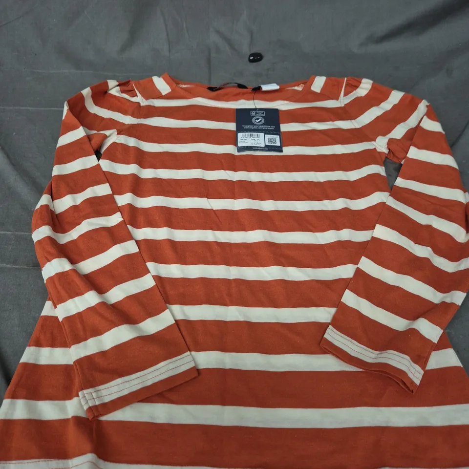 REGATTA STRIPED LONG-SLEEVE TOP – ORANGE & WHITE, UK 10