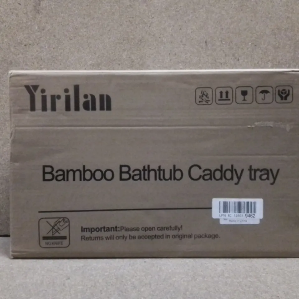 BOXED YIRILAN BAMBOO BATHTUB CADDY TRAY