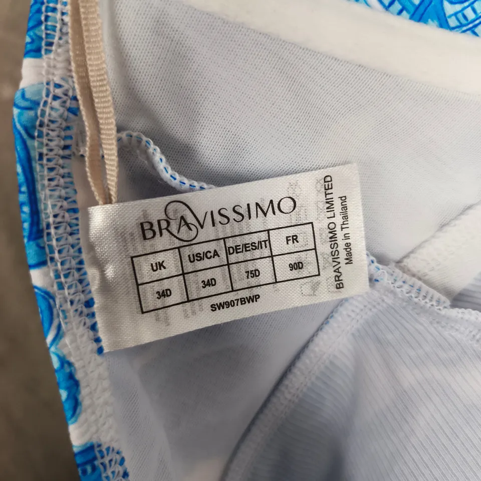 BRAVISSIMO KOH SAMUI TANKINI TOP IN BLUE/WHITE - UK 34D