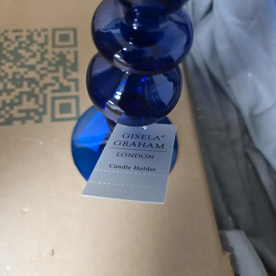 BOX OF 12 GISELA GRAHAM BLUE CANDLESTICK HOLDERS