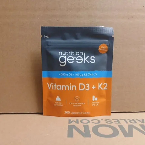 NUTRITION GEEKS VITAMIN D3 + K2 (365 VEGETARIAN TABLETS)