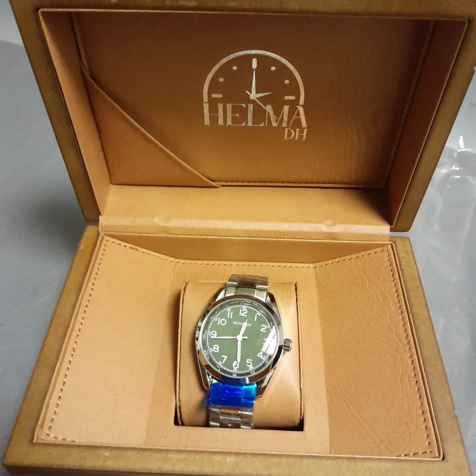 MENS HELMHA DH WATCH WITH STAINLESS STEEL STRAP, 3ATM WATER RESISTANT IN LUXURY GIFT BOX