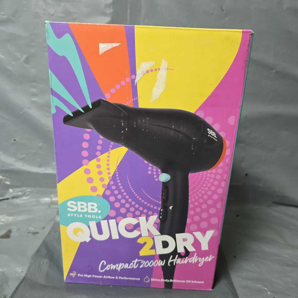 BOXED SBB STYLE TOOLS QUICK 2 DRY COMPACT 2000W HAIRDRYER 
