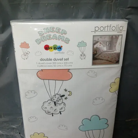 SEALED PORTFOLIO SHEEP DREAMS KIDS CLUB COLLECTION DOUBLE DUVET SET IN WHITE MULTI