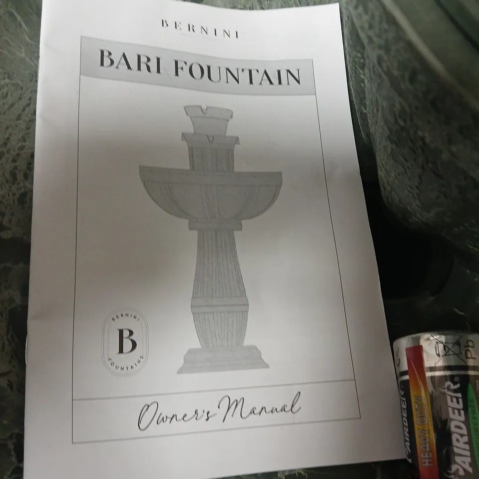 BERNINI BARI FOUNTAIN GARDEN WATER FEATURE WITH PUMP OUTDOOR ORNAMENT