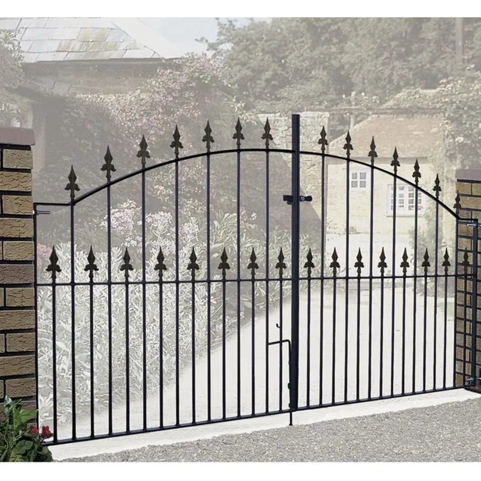 BAGGED PINKLEY SPEAR TOP ARCHED METAL DRIVEWAY GATE 125CM HIGH (2 ITEMS)
