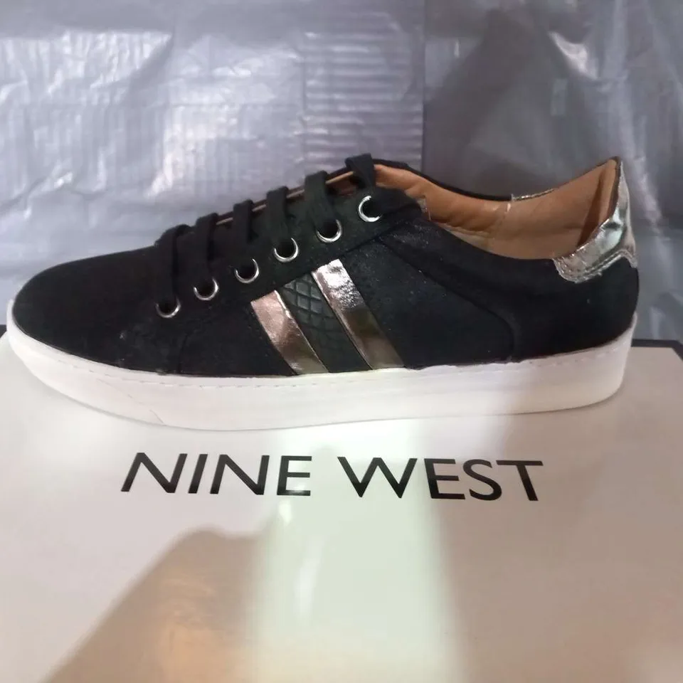 BOXED NINE WEST BLACK SYNTHETIC SNEAKERS SIZE 3