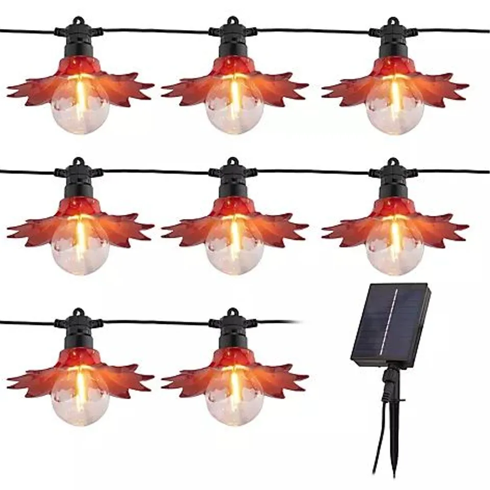 GARDEN STORIES STUDIO 70 SET OF 8 FLOWER SOLAR STRING LIGHTS BOXED BERRY