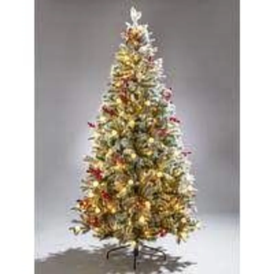 BOXED 7ft VERMONT FLOCKED PRE-LIT MIXED TIPS CHRISTMAS TREE COLLECTION ONLY RRP £249.99