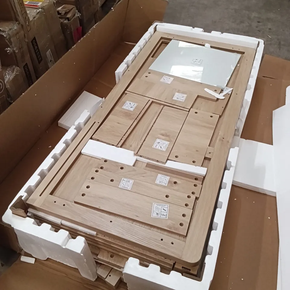 BOXED COMPUTER DESK WITH AN INTEGRATED BOOKCASE - NATURAL (1 BOX)