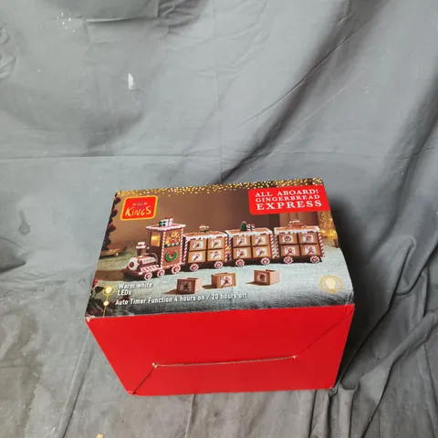 BOXED THREE KINGS GINGERBREAD TRAIN LIGHT UP ADVENT CALENDAR