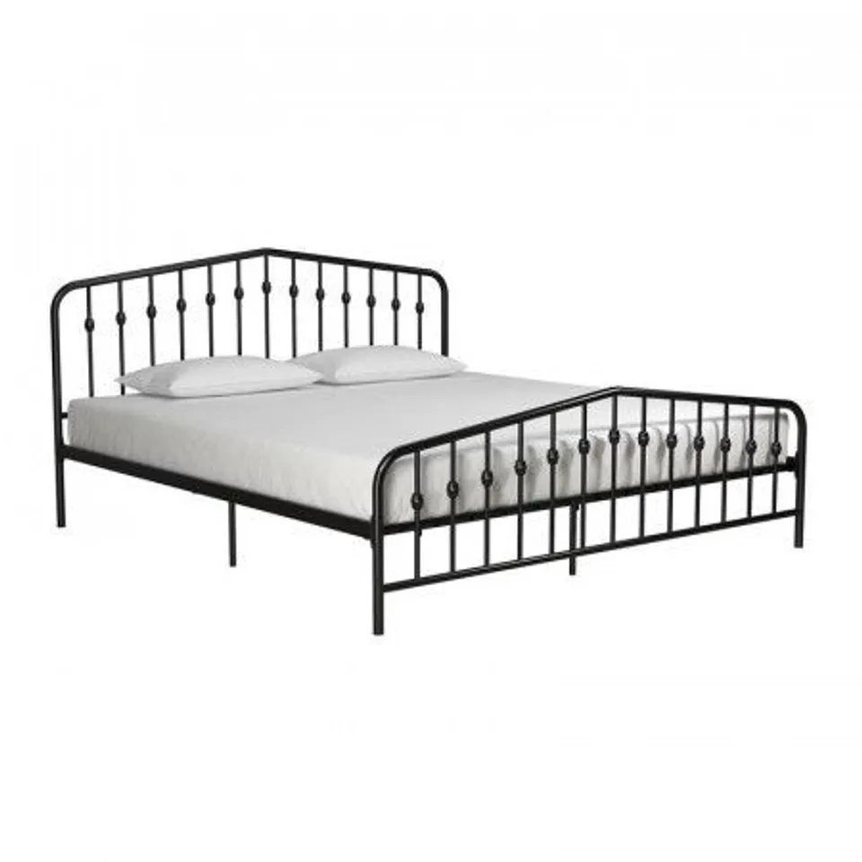 BOXED METAL BEDFRAME IN BLACK - SIZE UNSPECIFIED