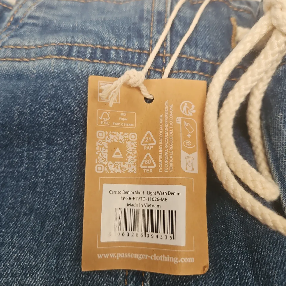 PASSENGER DENIM SHORTS – LIGHT WASH, UK M (EU 40, US 8)