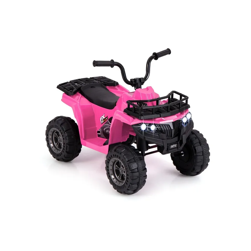 BOXED COSTWAY 6V 4-WHEELER QUAD CAR WITH ONE-BUTTON START AND TREAD TIRES - PINK