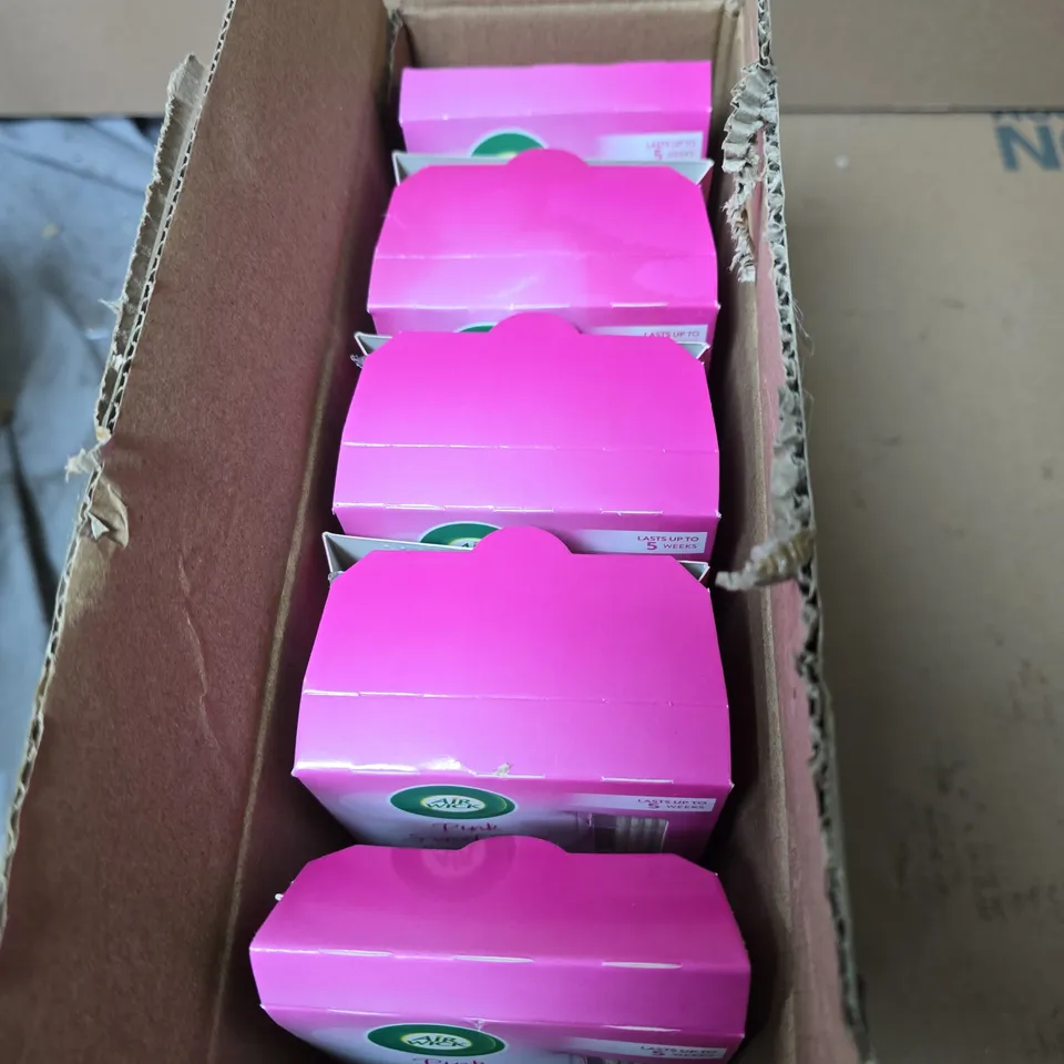 BOX OF APPROXIMATELY 5  AIR WICK PINK SWEET PEA REED DIFFUSER 