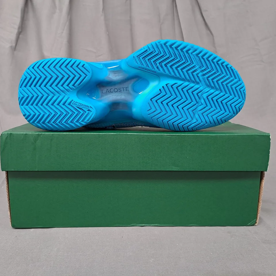 BOXED PAIR OF LACOSTE SHOES IN BLUE UK SIZE 6